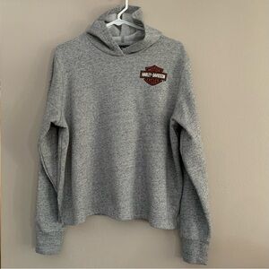 Harley Davidson Womens Gray Double Sided Print Hooded Sweatshirt Size 1W